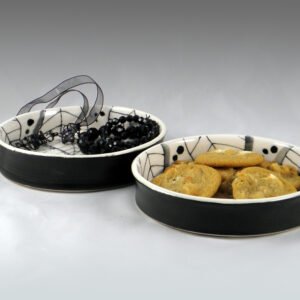 Small round trinket tray in Black and White