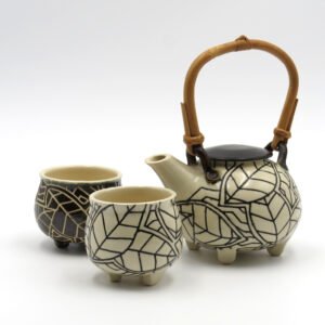 Tiny Black and White Teapot