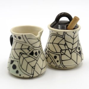 Black and White Sugar and Creamer Set