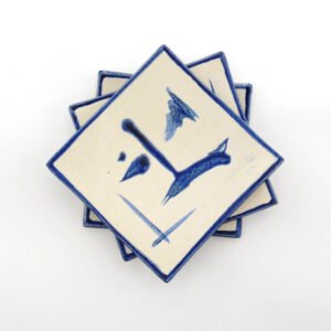 White square dish with Blue Strokes